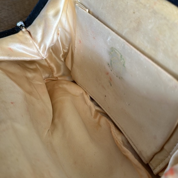 L & M VTG Clutch Purse black satin, satin-lined 1950’s  Mid Century modern - Picture 7 of 14